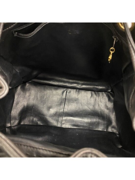 Chanel Backpack Quilted Lambskin Black Gold main image 4